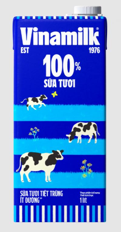 Sữa tươi tiệt trùng Vinamilk 100% ít đường - Hộp giấy 1L