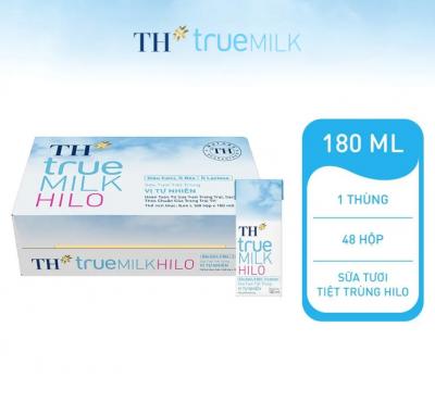 Thùng 48 hộp sữa tươi khử trùng TH true Milk HILO (180ml x 48 hộp)